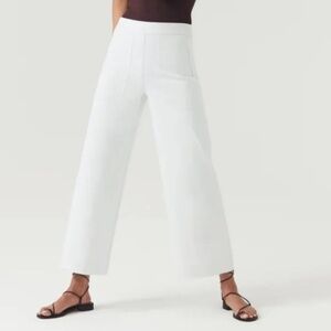 SPANX White On-the-Go Cropped Wide Leg Pant NWT
